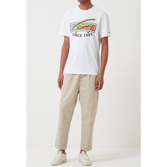 Tommy Hilfiger Neon Script T Shirt Classic White Large - Picture 3 of 10